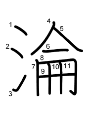 Thứ tự nét chữ 淪