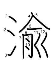 Thứ tự nét chữ 渝