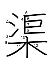 Thứ tự nét chữ 渠