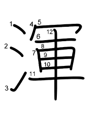 Thứ tự nét chữ 渾
