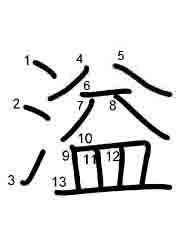 Thứ tự nét chữ 溢
