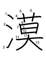 Thứ tự nét chữ 漠