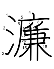 Thứ tự nét chữ 濂