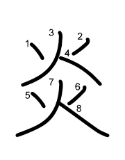 Thứ tự nét chữ 炎