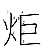 Thứ tự nét chữ 炬