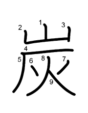 Thứ tự nét chữ 炭