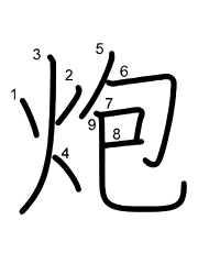 Thứ tự nét chữ 炮