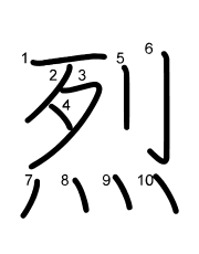 Thứ tự nét chữ 烈