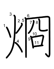 Thứ tự nét chữ 烱