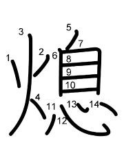 Thứ tự nét chữ 熄