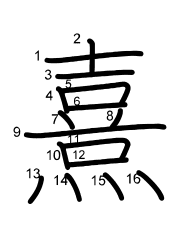 Thứ tự nét chữ 熹