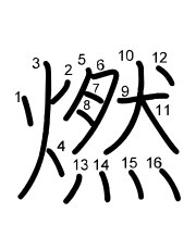 Thứ tự nét chữ 燃