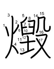 Thứ tự nét chữ 燬