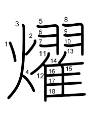 Thứ tự nét chữ 燿