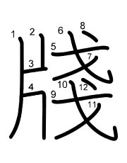 Thứ tự nét chữ 牋