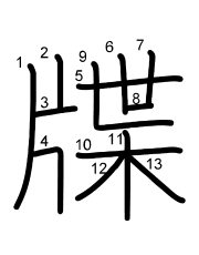 Thứ tự nét chữ 牒