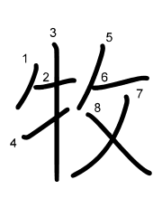 Thứ tự nét chữ 牧