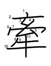 Thứ tự nét chữ 牽