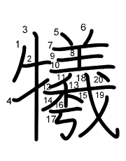 Thứ tự nét chữ 犧