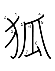 Thứ tự nét chữ 狐
