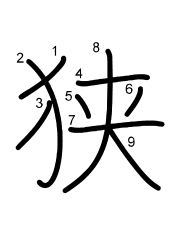 Thứ tự nét chữ 狭