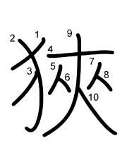 Thứ tự nét chữ 狹