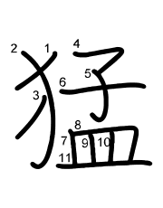 Thứ tự nét chữ 猛