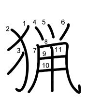 Thứ tự nét chữ 猟