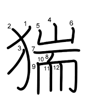 Thứ tự nét chữ 猯
