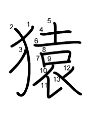 Thứ tự nét chữ 猿