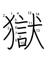 Thứ tự nét chữ 獄