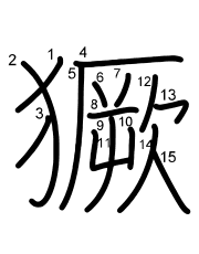 Thứ tự nét chữ 獗