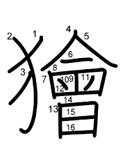 Thứ tự nét chữ 獪
