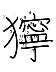 Thứ tự nét chữ 獰