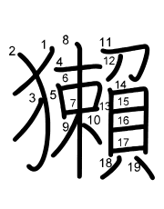 Thứ tự nét chữ 獺