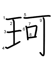 Thứ tự nét chữ 珂
