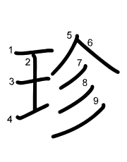 Thứ tự nét chữ 珍