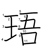 Thứ tự nét chữ 珸