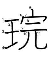 Thứ tự nét chữ 琓