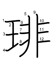 Thứ tự nét chữ 琲