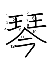 Thứ tự nét chữ 琴