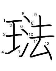 Thứ tự nét chữ 琺