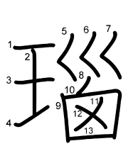 Thứ tự nét chữ 瑙