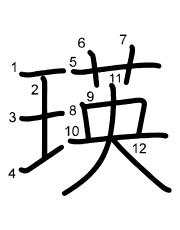 Thứ tự nét chữ 瑛