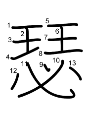 Thứ tự nét chữ 瑟
