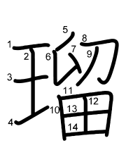 Thứ tự nét chữ 瑠