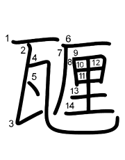 Thứ tự nét chữ 甅