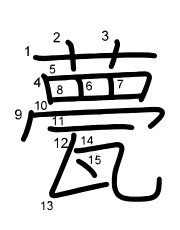 Thứ tự nét chữ 甍