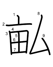 Thứ tự nét chữ 畆