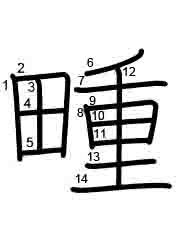 Thứ tự nét chữ 畽